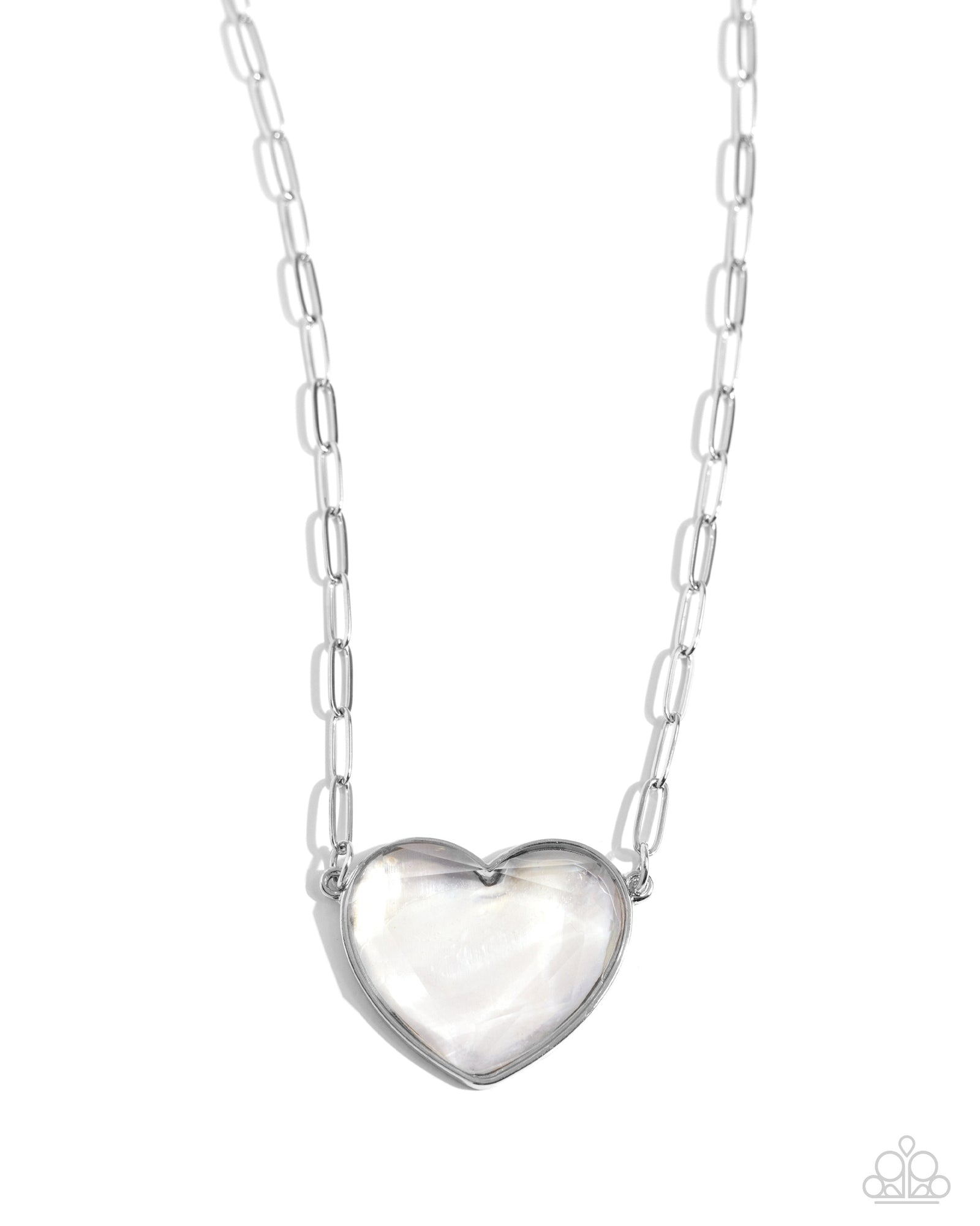Seize the Sentiment White Heart Necklace - Paparazzi Accessories- lightbox - CarasShop.com - Paparazzi Jewelry by Cara Jewels