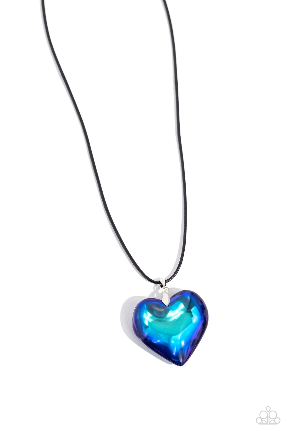 Seize the Simplicity Blue UV Shimmer Heart Necklace - Paparazzi Accessories- lightbox - CarasShop.com - Paparazzi Jewelry by Cara Jewels
