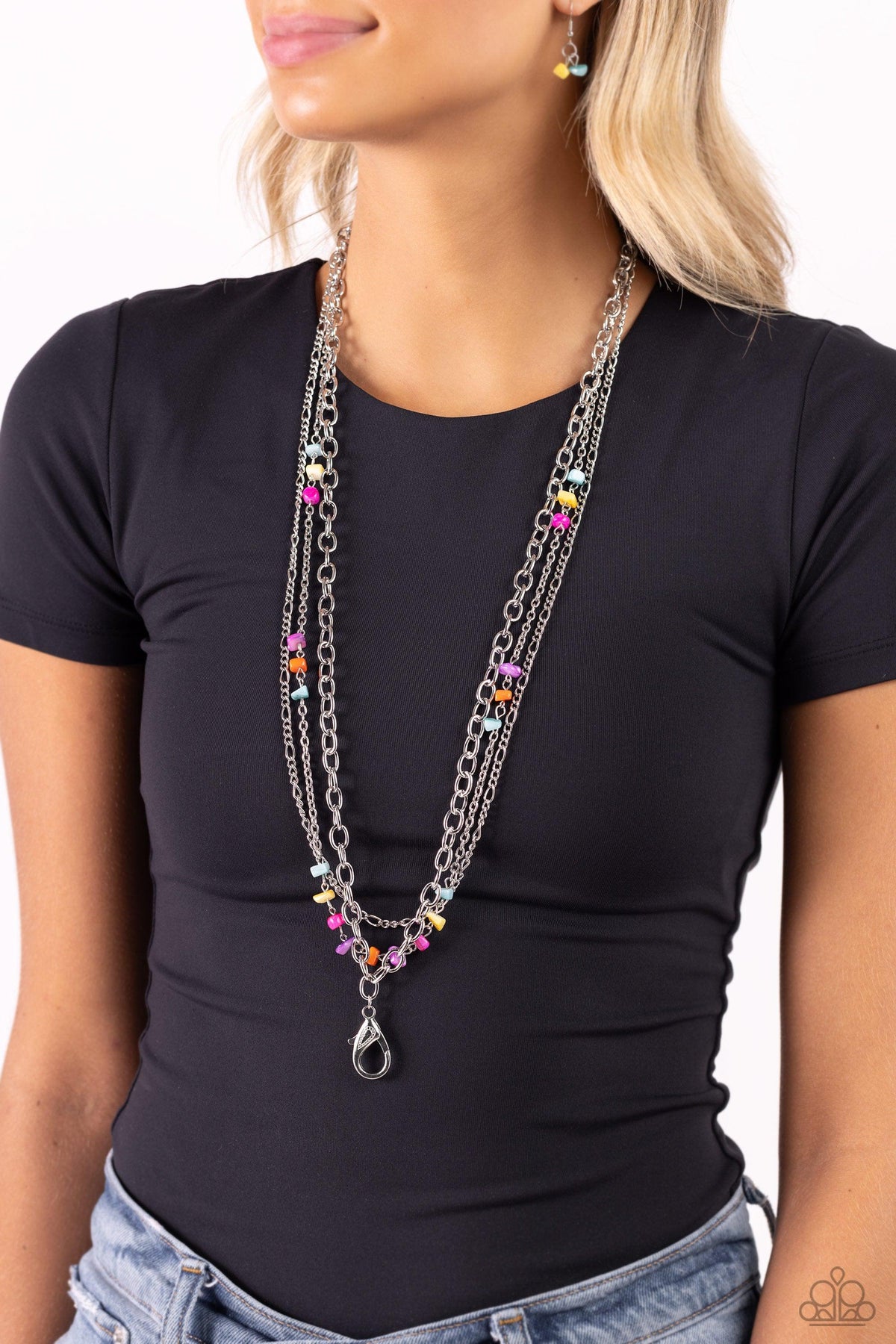 Seize the Stacks Multi Lanyard Necklace - Paparazzi Accessories- on model - CarasShop.com - Paparazzi Jewelry by Cara Jewels