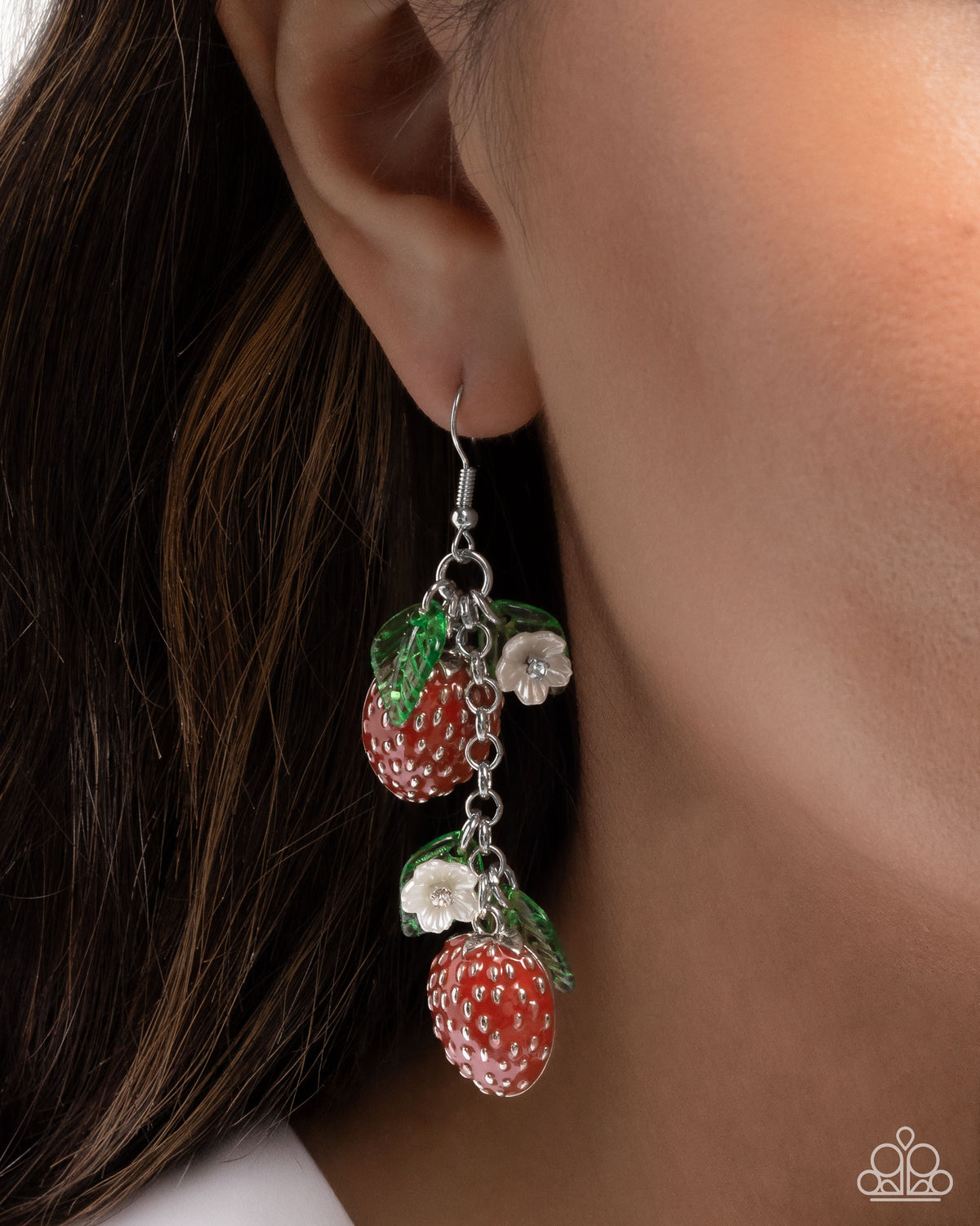 Seize the Strawberries Red Earrings - Paparazzi Accessories-on model - CarasShop.com - Paparazzi Jewelry by Cara Jewels