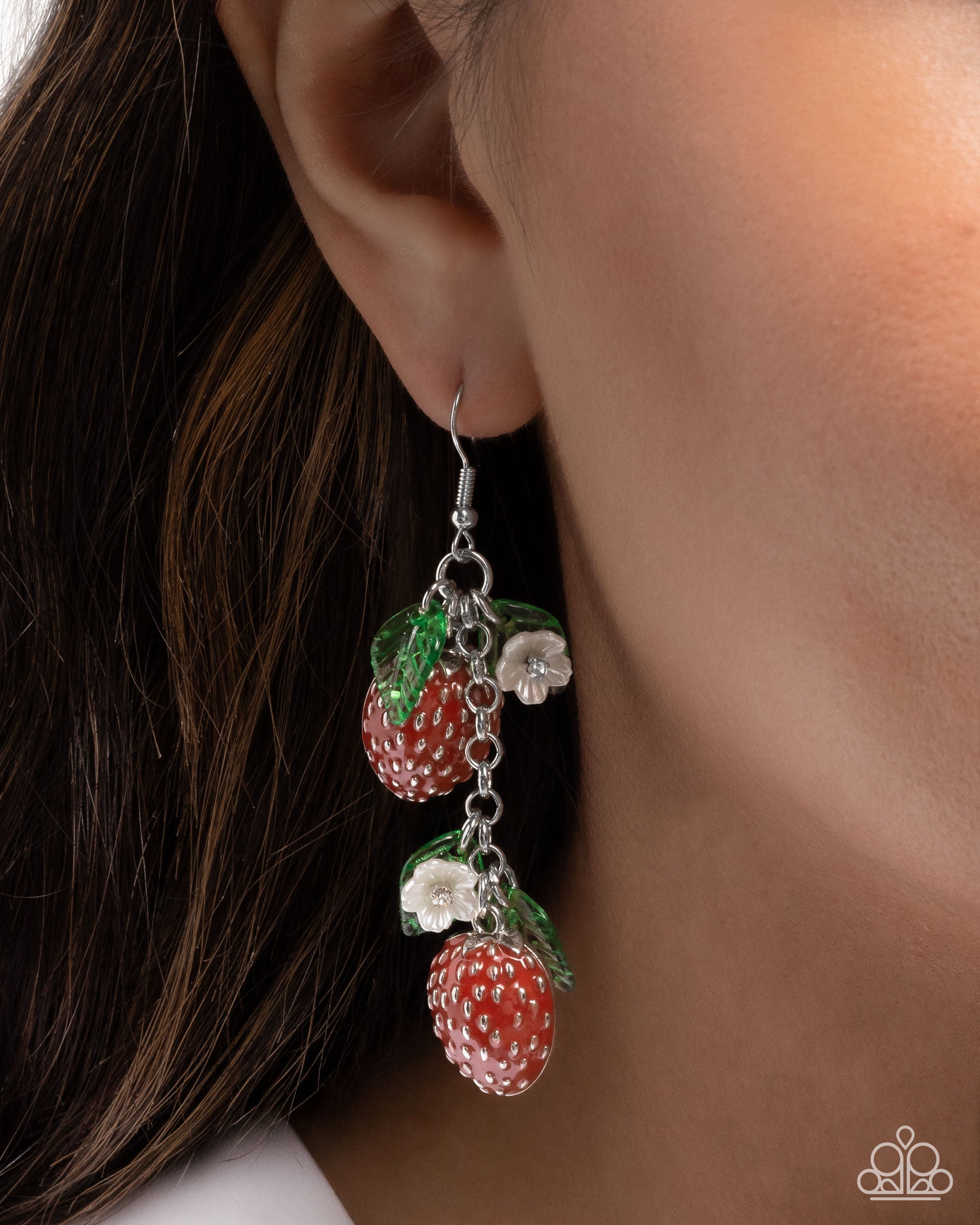 Seize the Strawberries Red Earrings - Paparazzi Accessories- lightbox - CarasShop.com - Paparazzi Jewelry by Cara Jewels