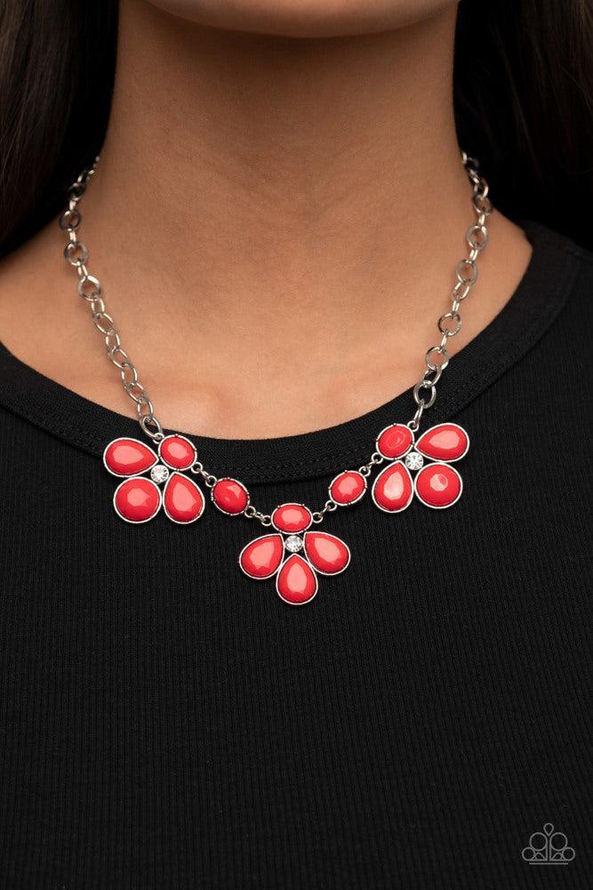 SELFIE-Worth Red Necklace - Paparazzi Accessories- on model - CarasShop.com - Paparazzi Jewelry by Cara Jewels