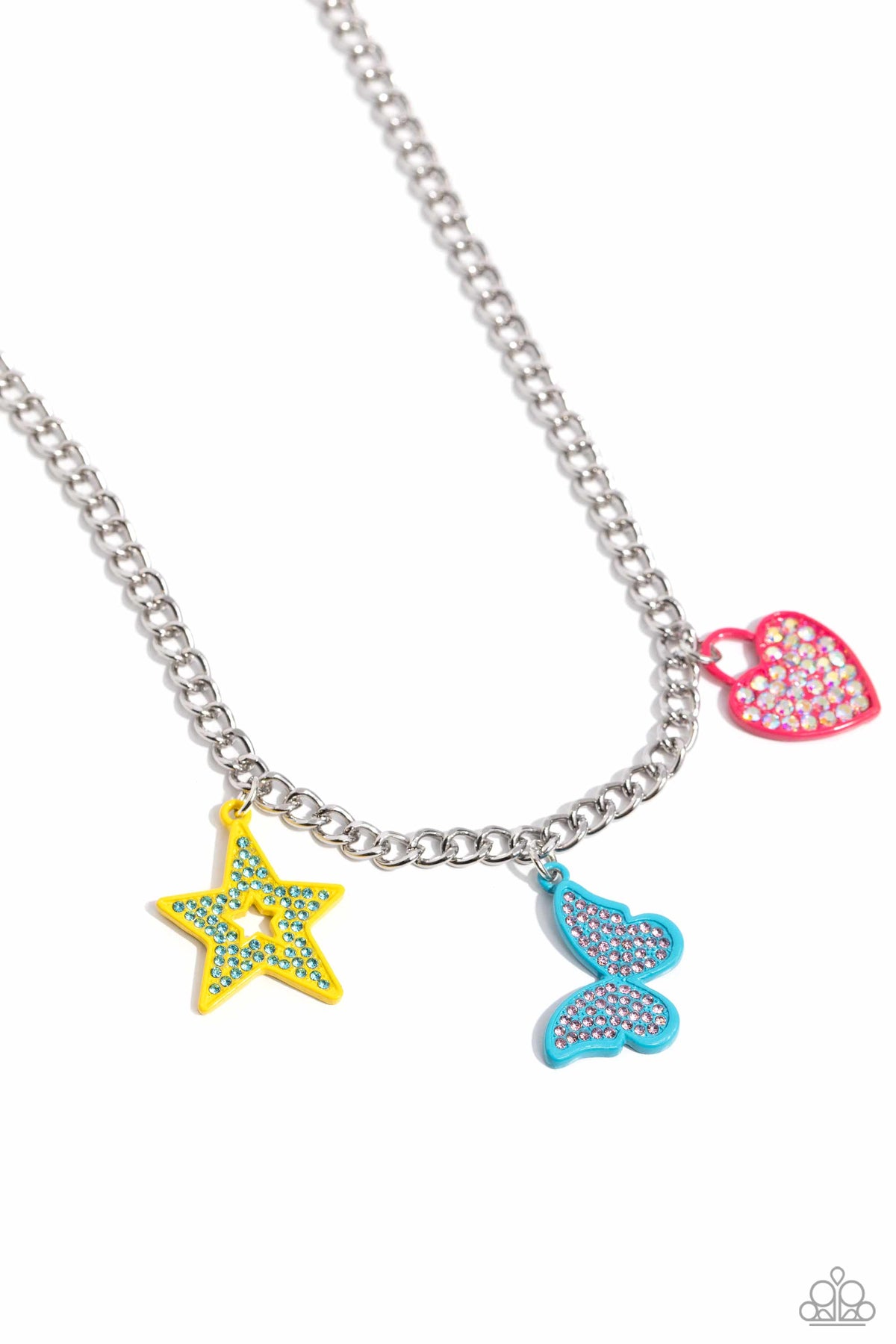 Sensational Shapes Multi Charm Necklace - Paparazzi Accessories- lightbox - CarasShop.com - Paparazzi Jewelry by Cara Jewels