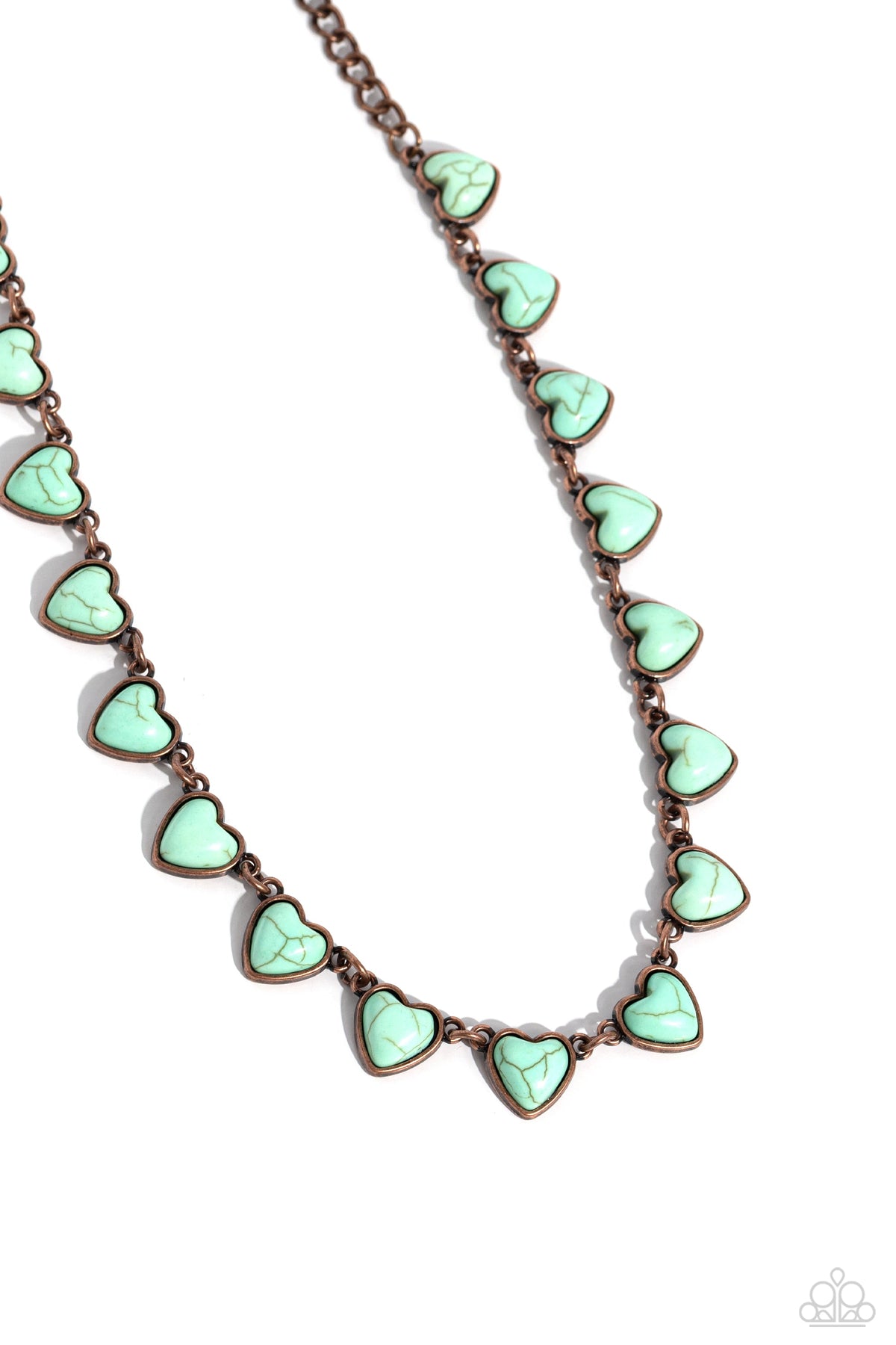 Sentimental Stones Copper & Blue Stone Heart Necklace - Paparazzi Accessories- lightbox - CarasShop.com - Paparazzi Jewelry by Cara Jewels
