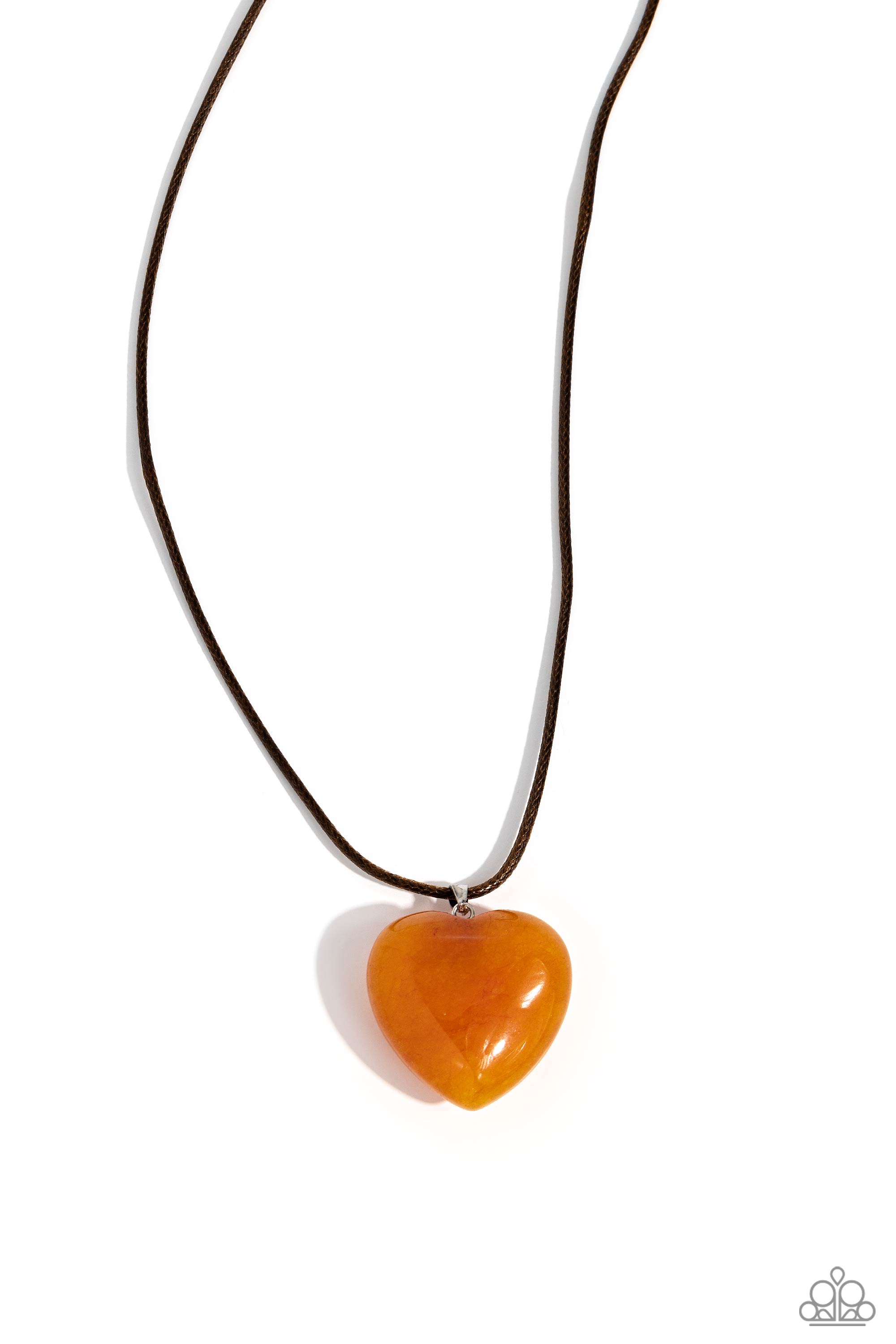 Serene Sweetheart Orange Stone Heart Necklace - Paparazzi Accessories- lightbox - CarasShop.com - Paparazzi Jewelry by Cara Jewels