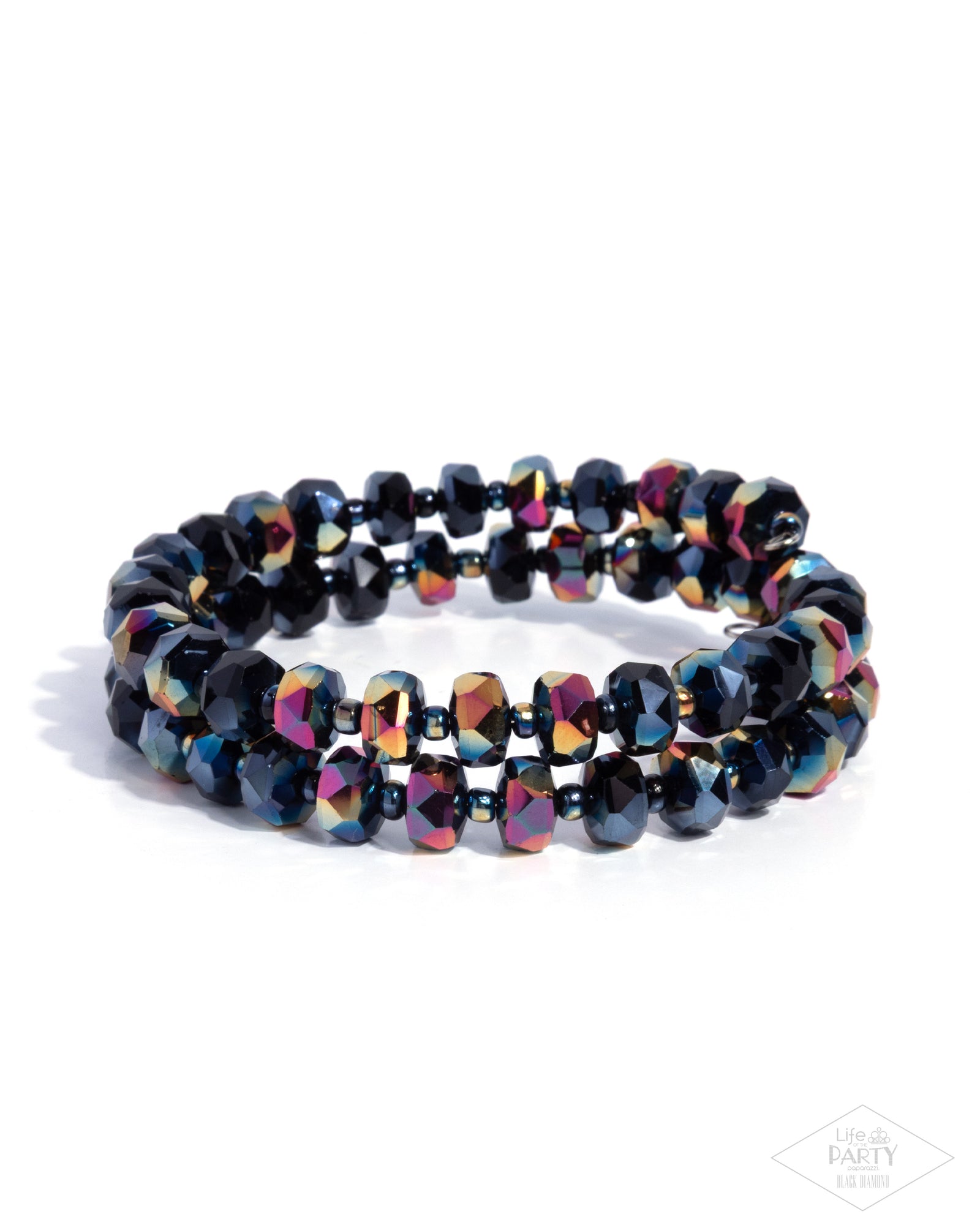 Seriously Stellar Black & Oil Spill Coil Bracelet - Paparazzi Accessories- lightbox - CarasShop.com - Paparazzi Jewelry by Cara Jewels