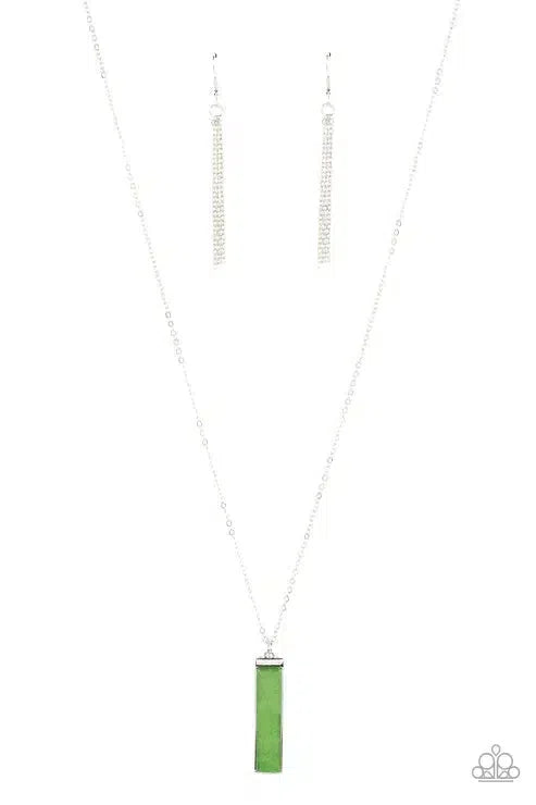 Set In GEMSTONE Green Necklace - Paparazzi Accessories- lightbox - CarasShop.com - Paparazzi Jewelry by Cara Jewels