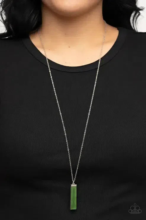 Set In GEMSTONE Green Necklace - Paparazzi Accessories-on model - CarasShop.com - Paparazzi Jewelry by Cara Jewels