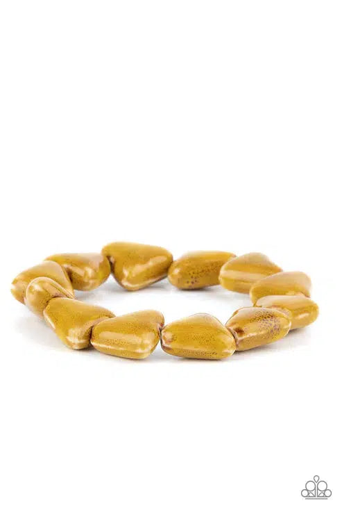 SHARK Out of Water Yellow Bracelet - Paparazzi Accessories- lightbox - CarasShop.com - Paparazzi Jewelry by Cara Jewels