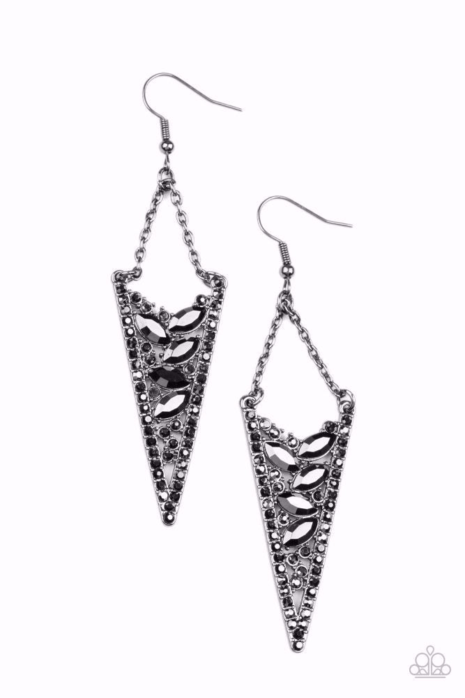Sharp-Dressed Drama Black Earrings - Paparazzi Accessories- lightbox - CarasShop.com - Paparazzi Jewelry by Cara Jewels