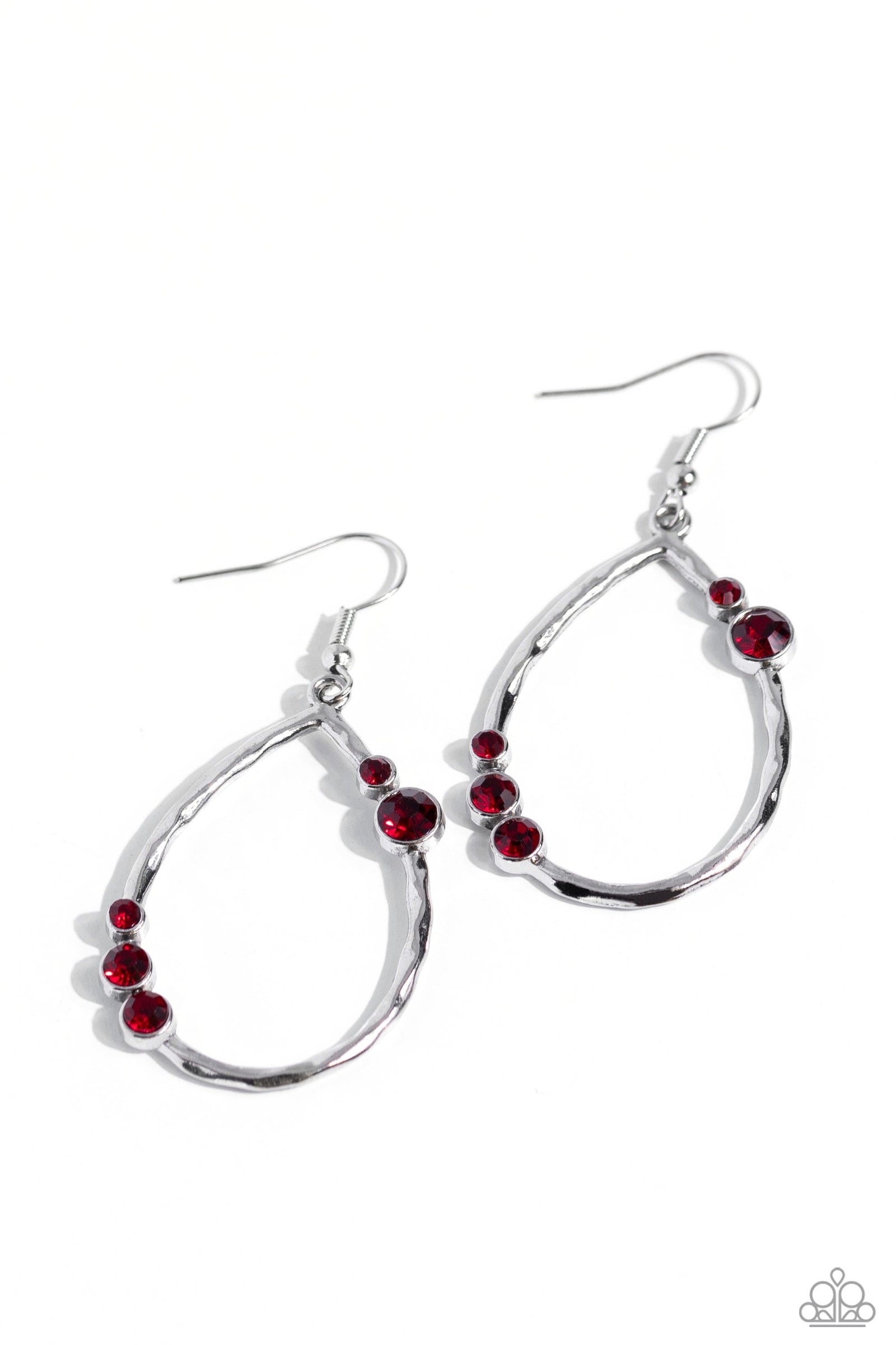 Shop Till You DROPLET Red Rhinestone Earrings - Paparazzi Accessories- lightbox - CarasShop.com - Paparazzi Jewelry by Cara Jewels