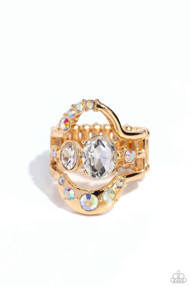 Shopaholic Statement Gold Ring - Paparazzi Accessories- lightbox - CarasShop.com - Paparazzi Jewelry by Cara Jewels