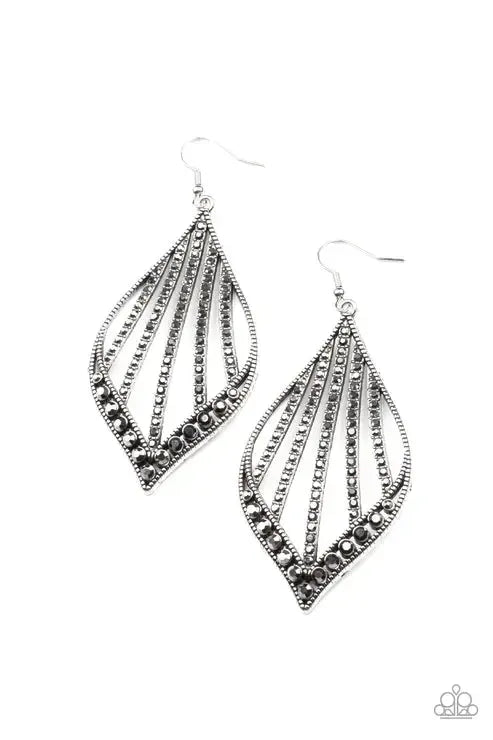 Showcase Sparkle Silver Earrings - Paparazzi Accessories- lightbox - CarasShop.com - Paparazzi Jewelry by Cara Jewels