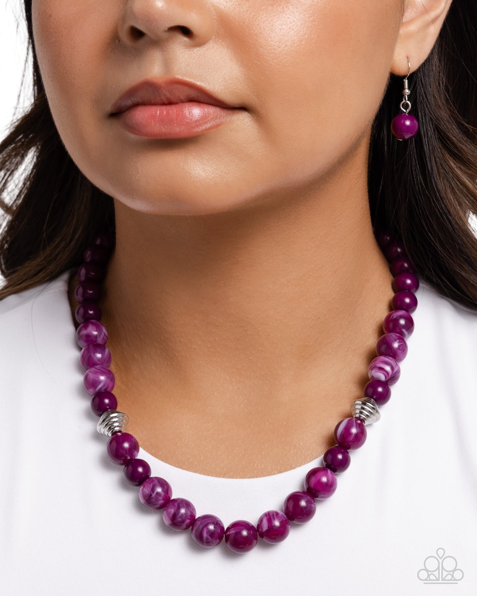Showroom Swirl Purple Necklace - Paparazzi Accessories- lightbox - CarasShop.com - Paparazzi Jewelry by Cara Jewels