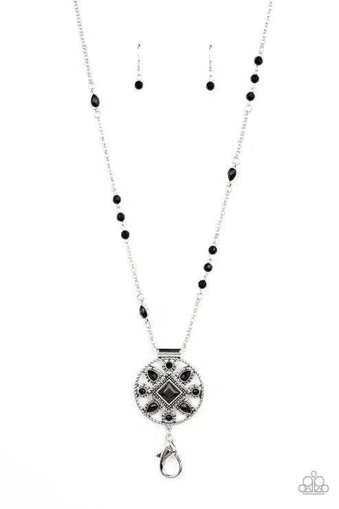 Sierra Showroom Black Lanyard Necklace - Paparazzi Accessories- lightbox - CarasShop.com - Paparazzi Jewelry by Cara Jewels