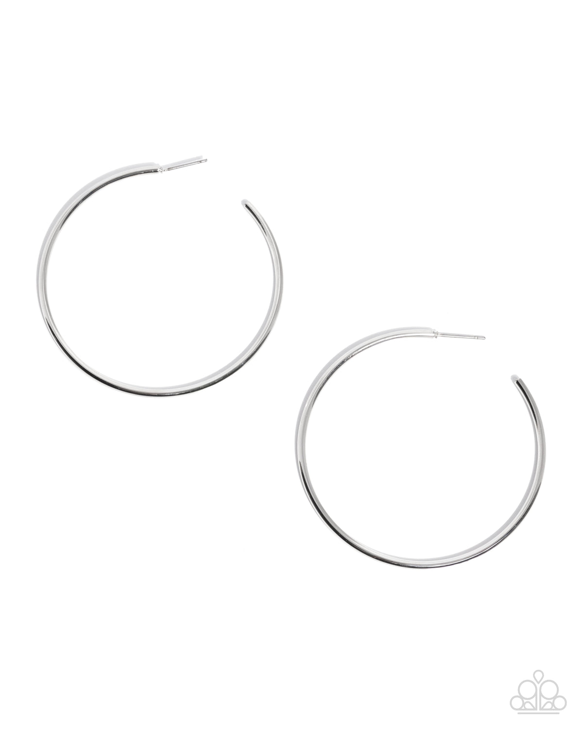 Simple Suit Silver Hoop Earrings - Paparazzi Accessories- lightbox - CarasShop.com - Paparazzi Jewelry by Cara Jewels