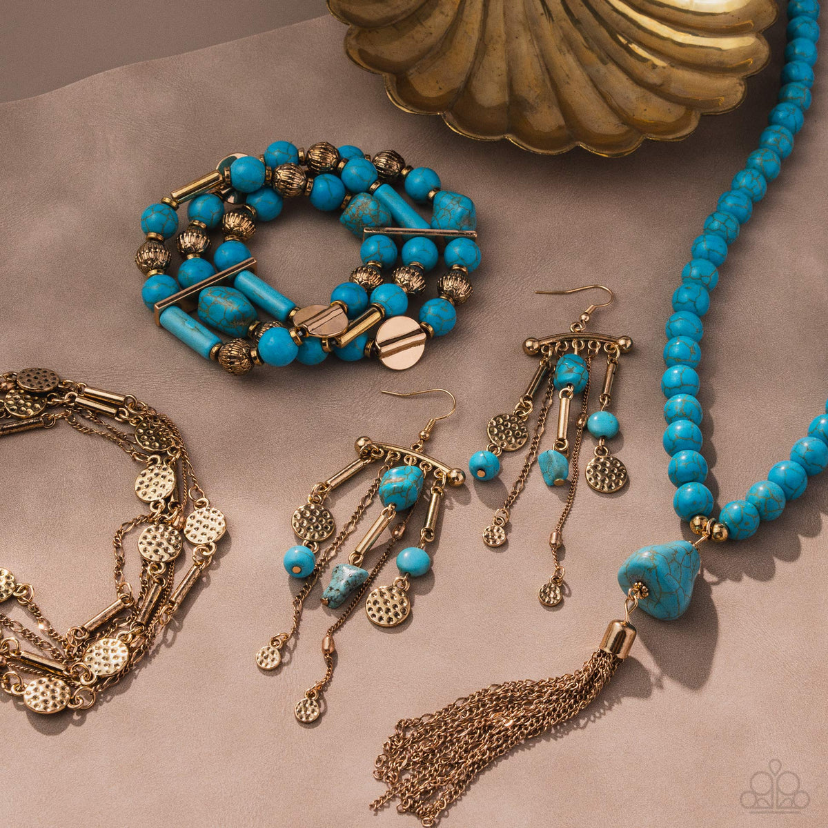 Simply Santa Fe Set - January 2025 - Paparazzi Accessories- Set Collage - CarasShop.com - Paparazzi Jewelry by Cara Jewels