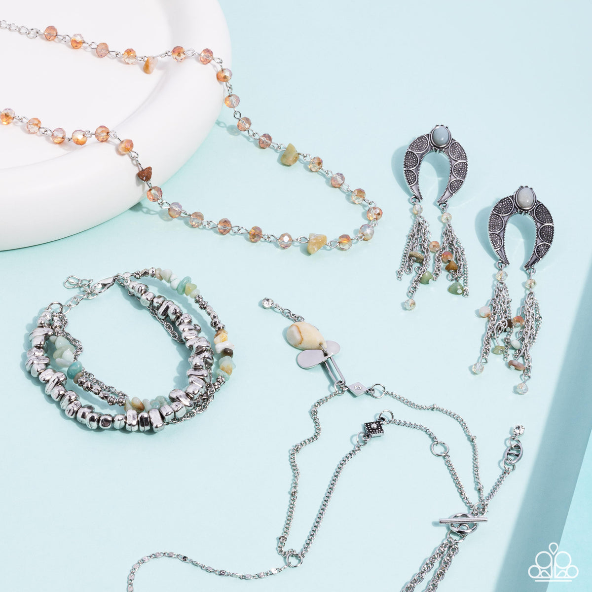 Simply Santa Fe Set - July 2024 - Paparazzi Accessories- Set Collage - CarasShop.com - Paparazzi Jewelry by Cara Jewels