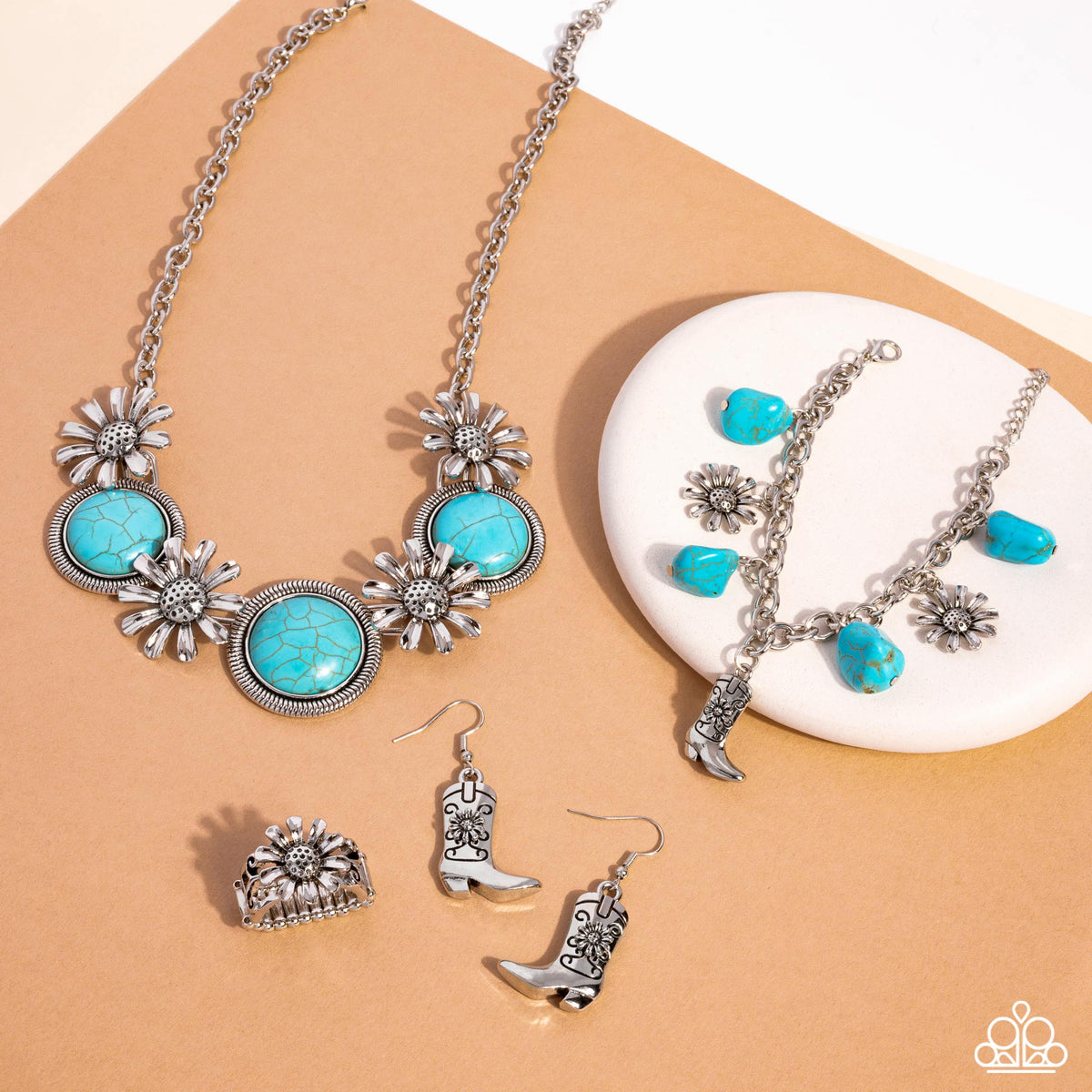 Simply Santa Fe Set - June 2024 - Paparazzi Accessories- Set Collage - CarasShop.com - Paparazzi Jewelry by Cara Jewels