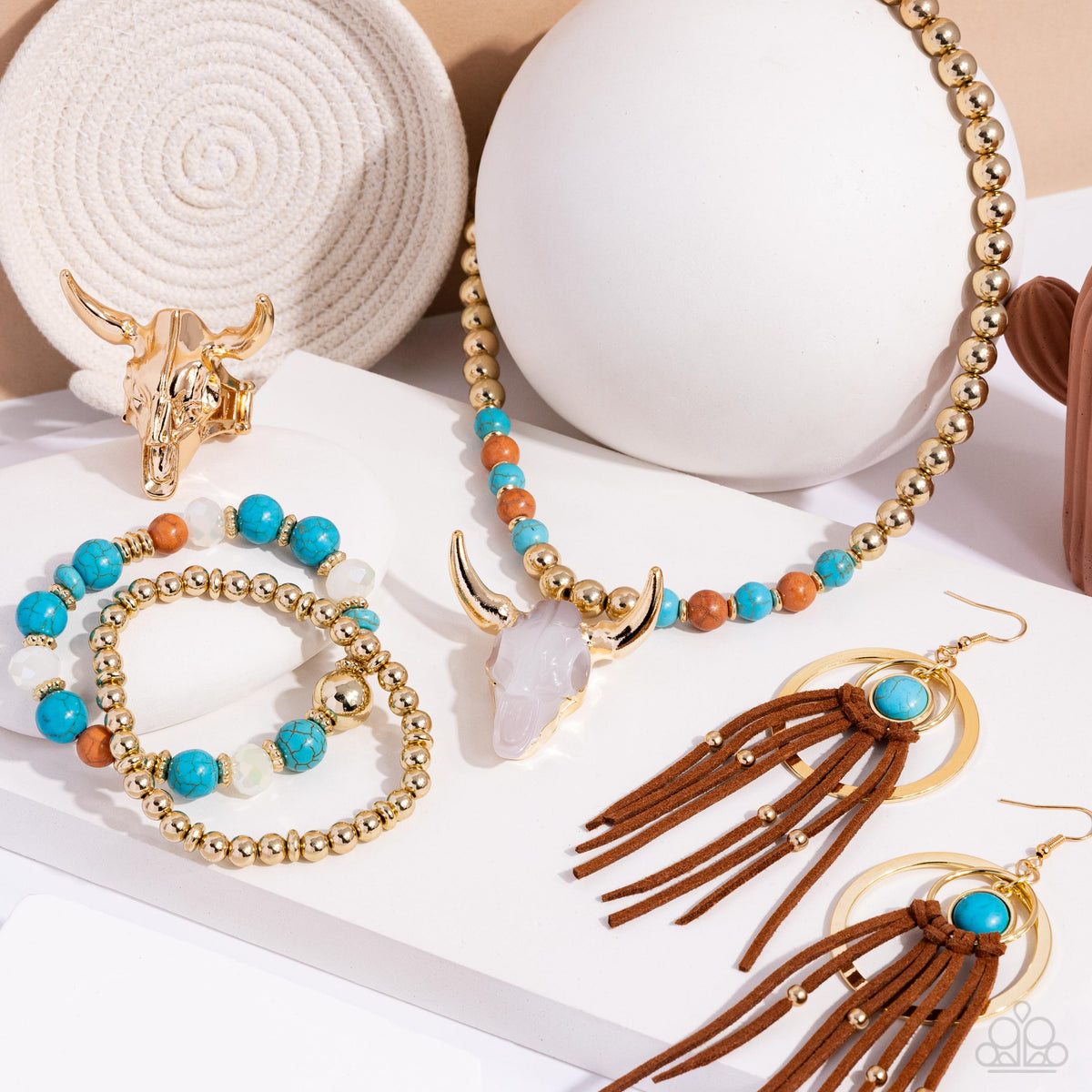 Simply Santa Fe Set - November 2024 - Paparazzi Accessories- Set Collage - CarasShop.com - Paparazzi Jewelry by Cara Jewels