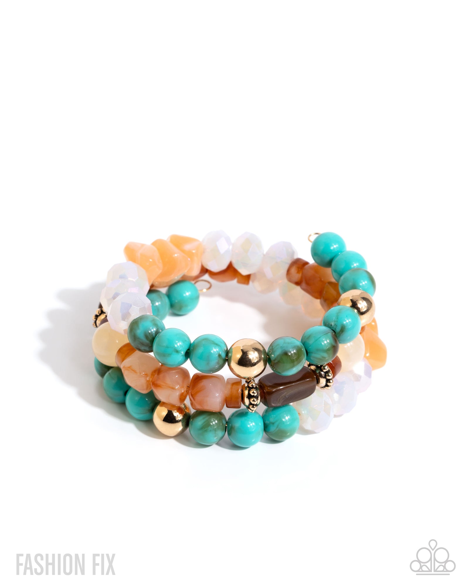 Sincere Stack Multi Stone Coil Bracelet - Paparazzi Accessories- lightbox - CarasShop.com - Paparazzi Jewelry by Cara Jewels