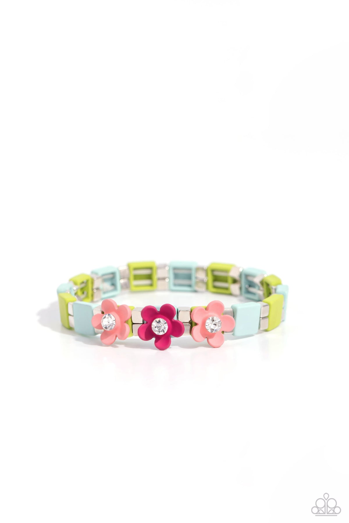 Sincerely Springtime Multi Floral Bracelet - Paparazzi Accessories- lightbox - CarasShop.com - Paparazzi Jewelry by Cara Jewels