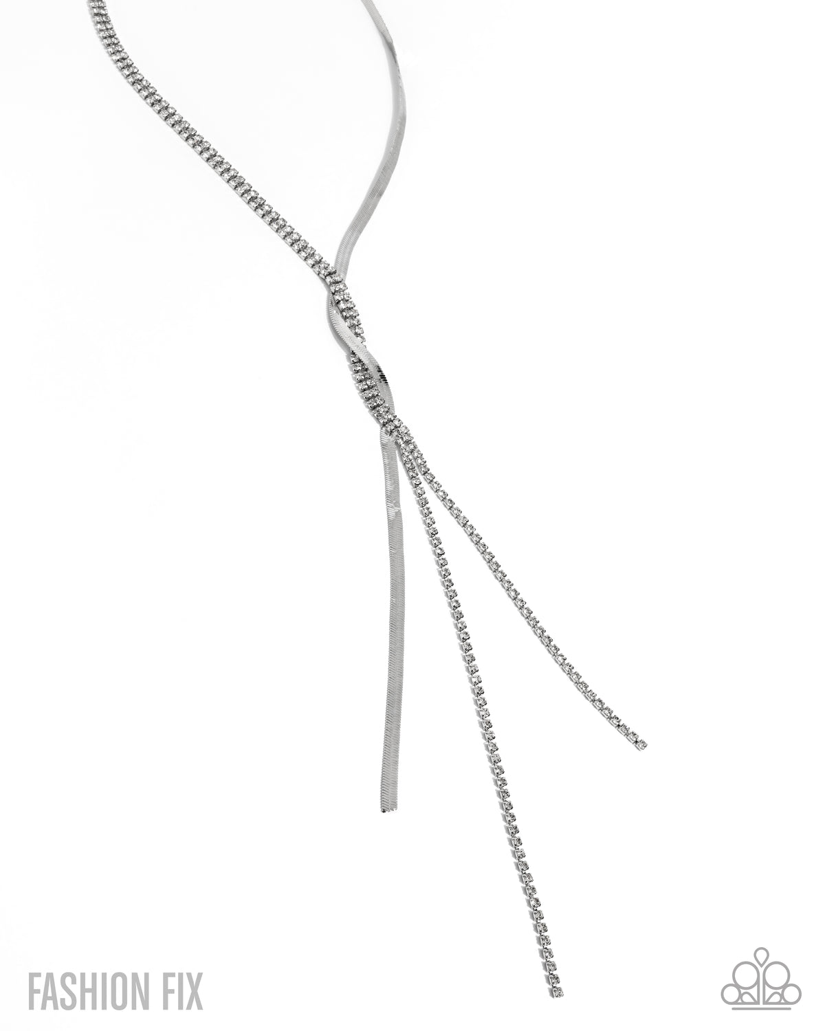 Sinuous Sophistication White Rhinestone & Silver Necklace - Paparazzi Accessories- lightbox - CarasShop.com - Paparazzi Jewelry by Cara Jewels