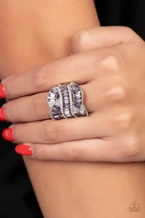Six-Figure Flex Purple Ring - Paparazzi Accessories- on model - CarasShop.com - Paparazzi Jewelry by Cara Jewels