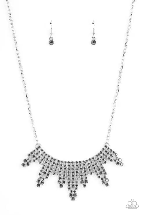 Skyscraping Sparkle Silver Necklace - Paparazzi Accessories- lightbox - CarasShop.com - Paparazzi Jewelry by Cara Jewels