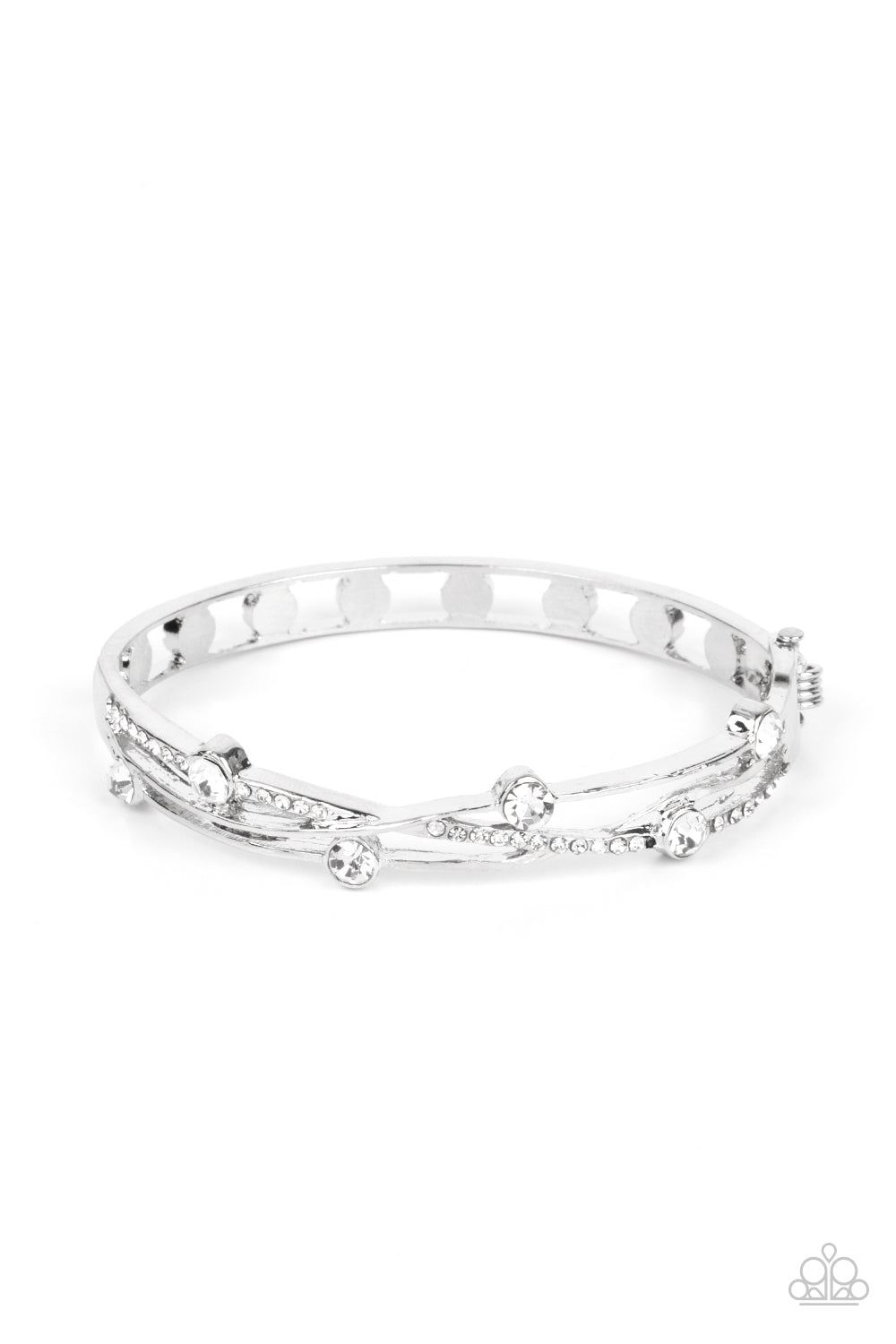 Slammin Sparkle White Rhinestone Bracelet - Paparazzi Accessories- lightbox - CarasShop.com - Paparazzi Jewelry by Cara Jewels