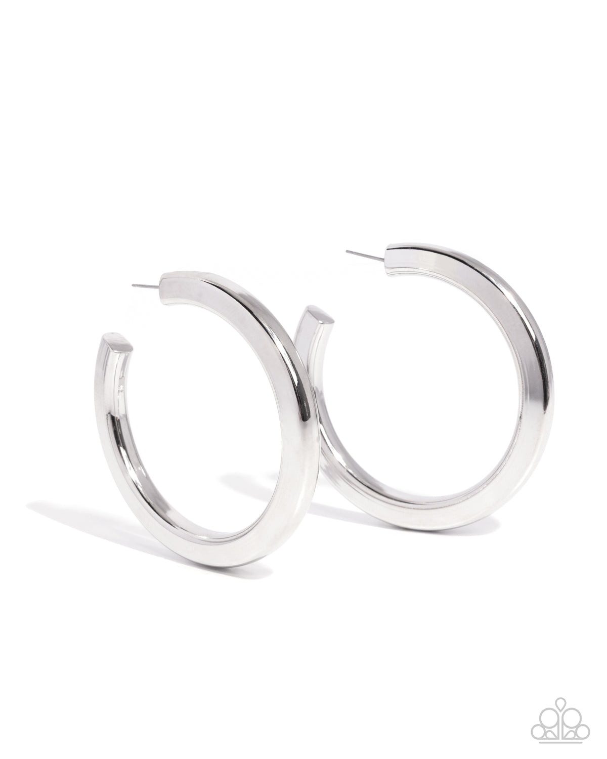 Sleek Spotlight Silver Hoop Earrings - Paparazzi Accessories- lightbox - CarasShop.com - Paparazzi Jewelry by Cara Jewels
