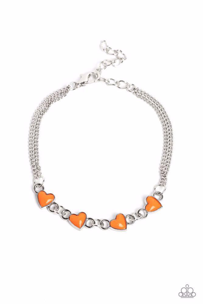Smitten Sweethearts Orange Bracelet - Paparazzi Accessories- lightbox - CarasShop.com - Paparazzi Jewelry by Cara Jewels