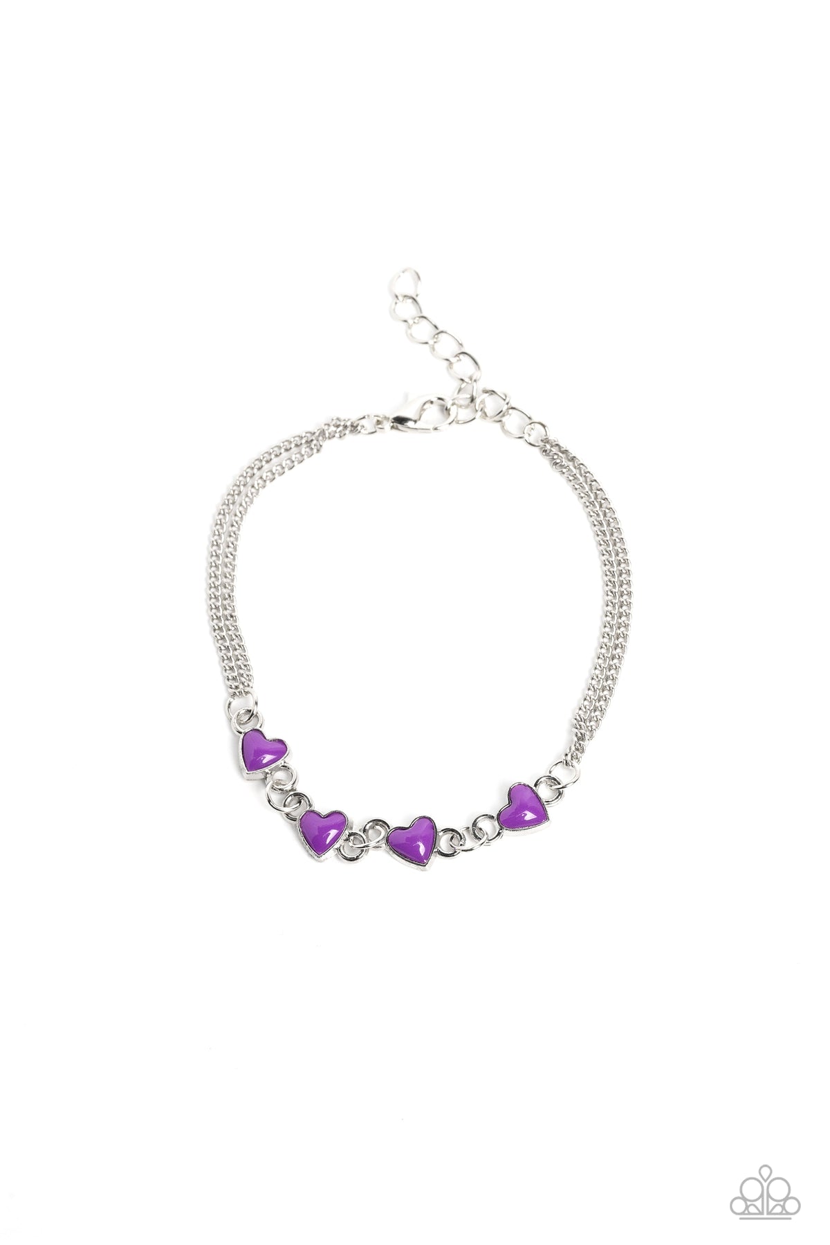 Smitten Sweethearts Purple Bracelet - Paparazzi Accessories- lightbox - CarasShop.com - Paparazzi Jewelry by Cara Jewels