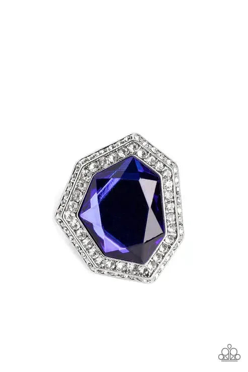 Smoldering Sass Blue Ring - Paparazzi Accessories- lightbox - CarasShop.com - Paparazzi Jewelry by Cara Jewels