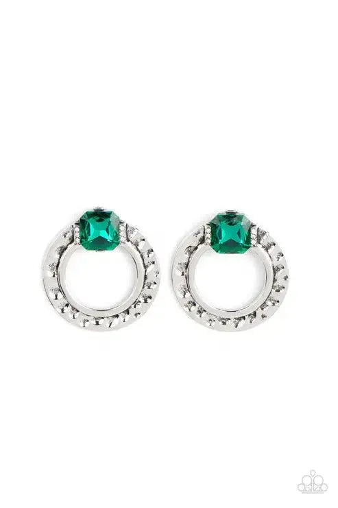 Smoldering Scintilation Green Earrings - Paparazzi Accessories- lightbox - CarasShop.com - Paparazzi Jewelry by Cara Jewels