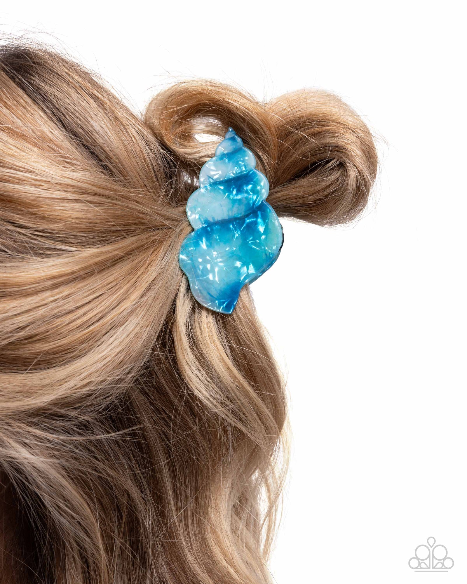 Smooth Seashell Blue Hair Claw Clip - Paparazzi Accessories- lightbox - CarasShop.com - Paparazzi Jewelry by Cara Jewels