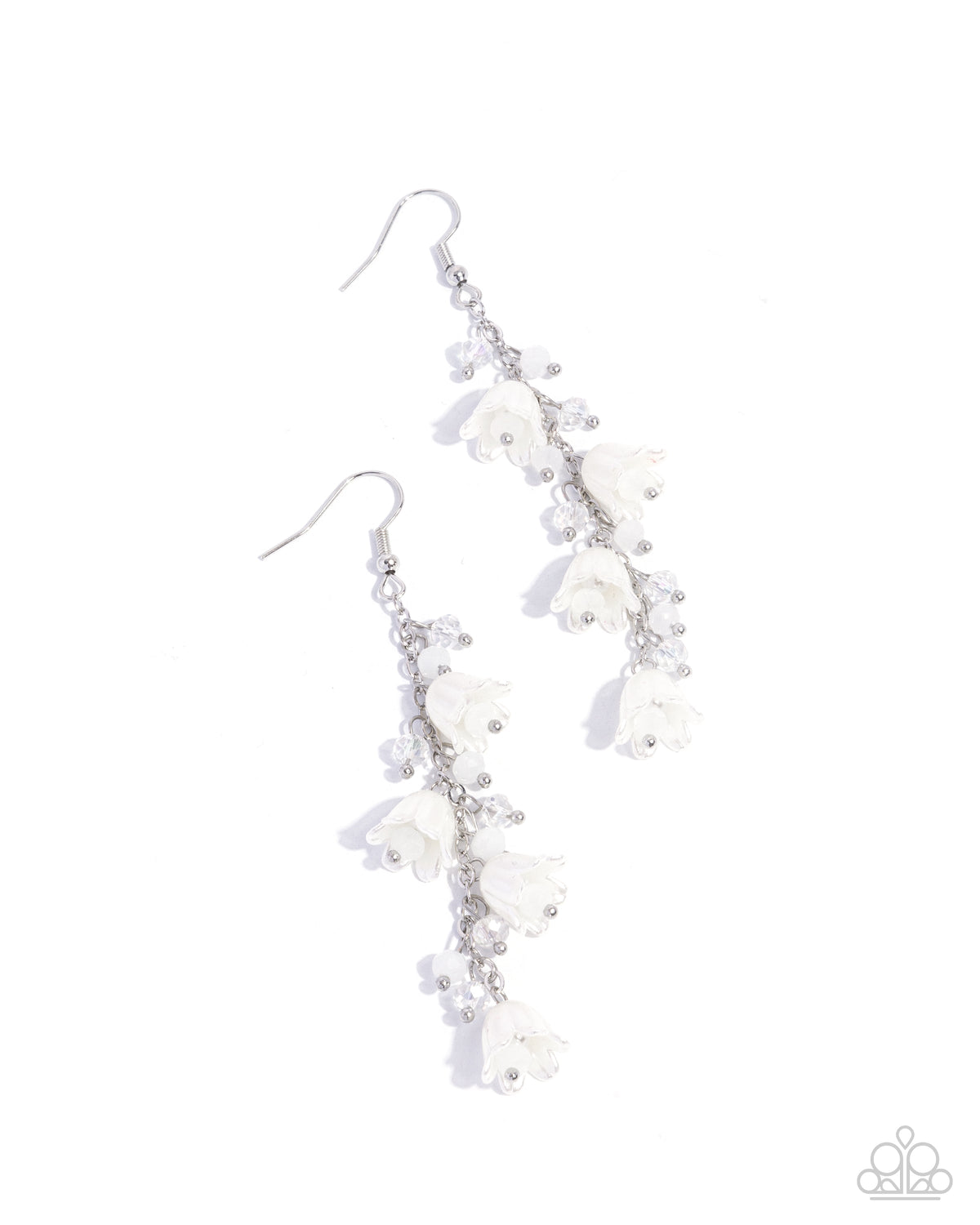 Snow Drops White Tulip Earrings - Paparazzi Accessories- lightbox - CarasShop.com - Paparazzi Jewelry by Cara Jewels