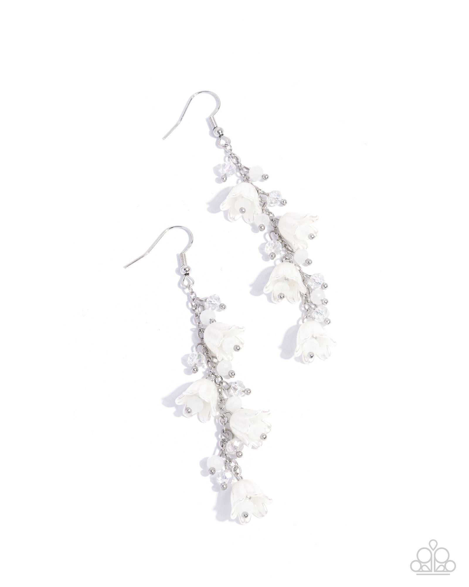 Snow Drops White Tulip Earrings - Paparazzi Accessories- lightbox - CarasShop.com - Paparazzi Jewelry by Cara Jewels