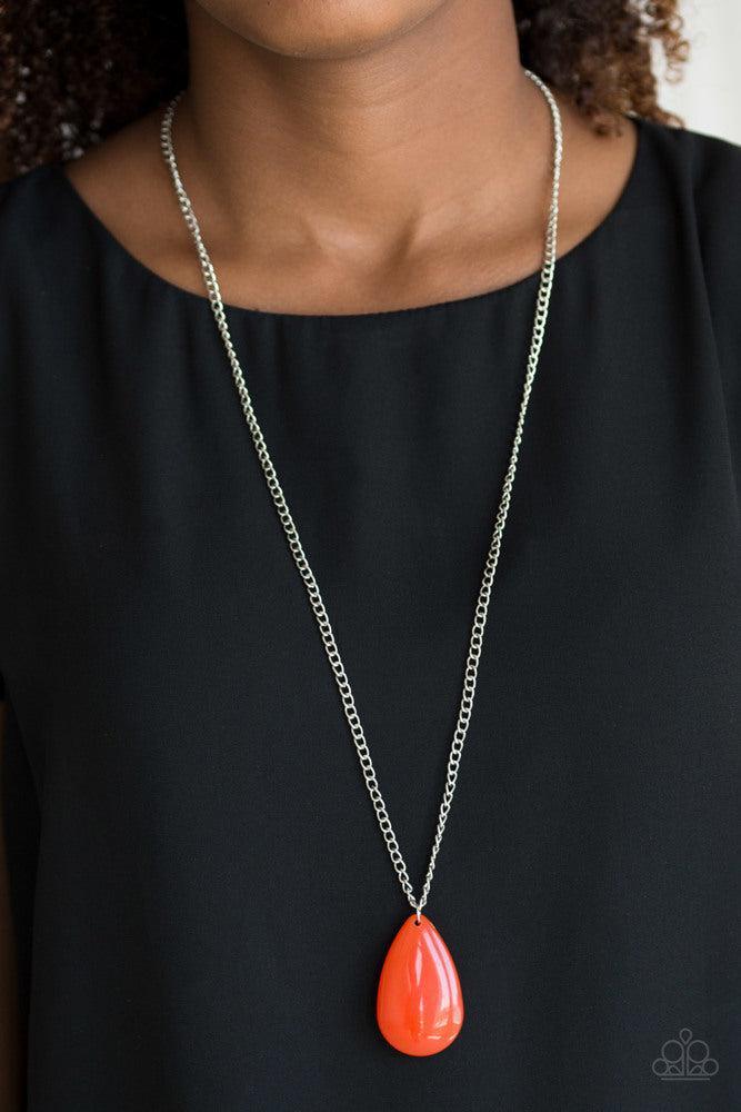 So Pop-You-lar Orange Necklace - Paparazzi Accessories- on model - CarasShop.com - Paparazzi Jewelry by Cara Jewels