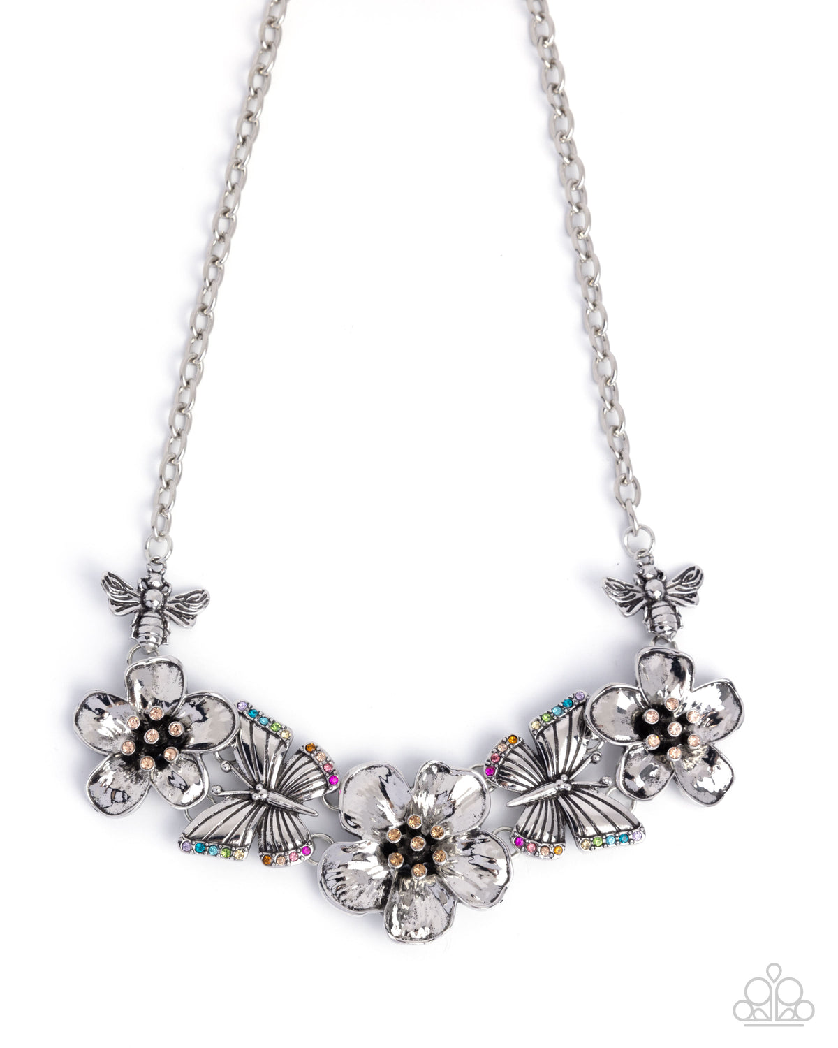 Soaring Song Multi Flower & Butterfly Necklace - Paparazzi Accessories- lightbox - CarasShop.com - Paparazzi Jewelry by Cara Jewels