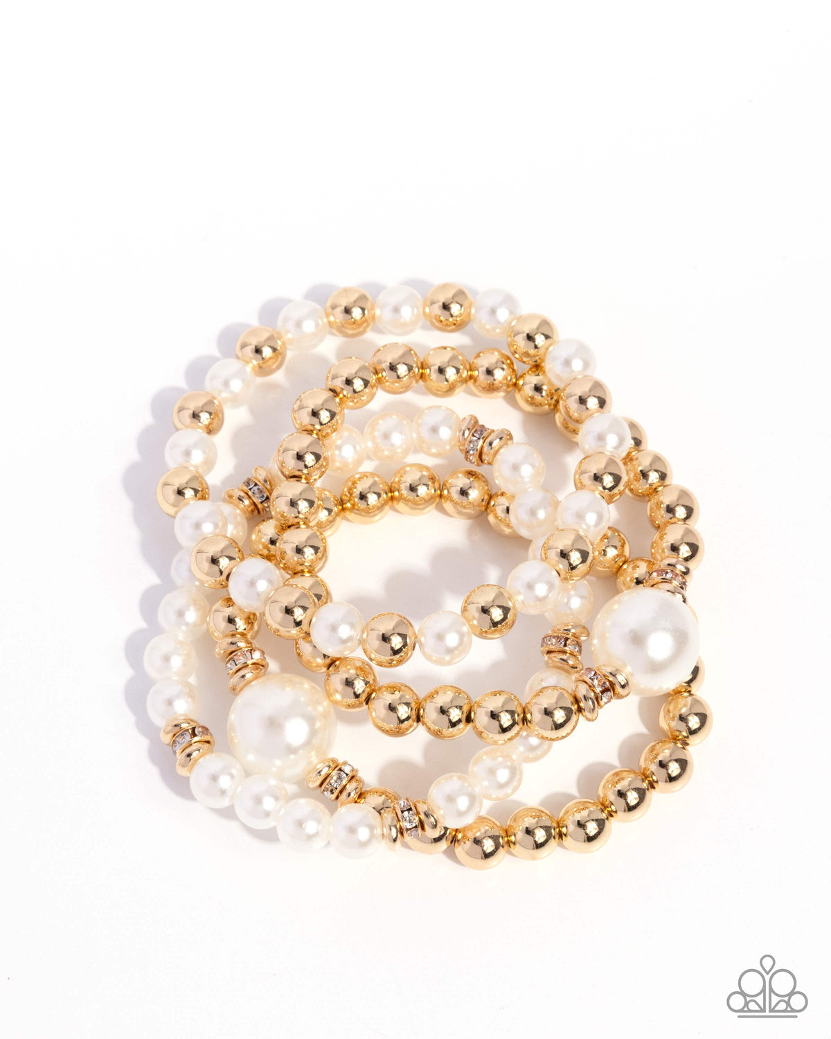Soft Sonata Gold & White Pearl Bracelet - Paparazzi Accessories- lightbox - CarasShop.com - Paparazzi Jewelry by Cara Jewels