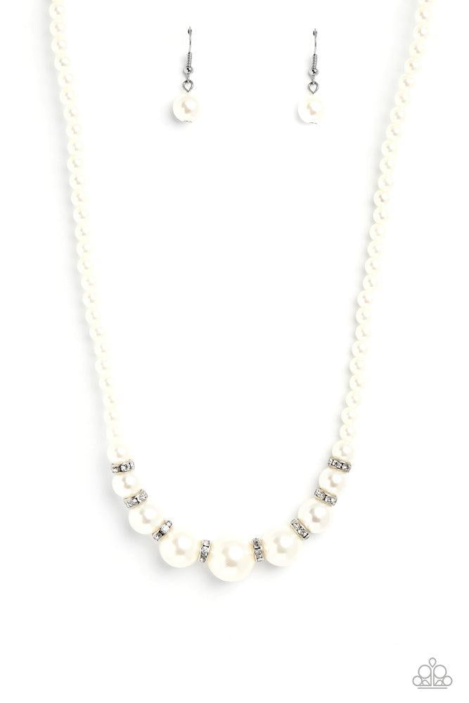Soho Sweetheart White Pearl Necklace - Paparazzi Accessories- lightbox - CarasShop.com - Paparazzi Jewelry by Cara Jewels