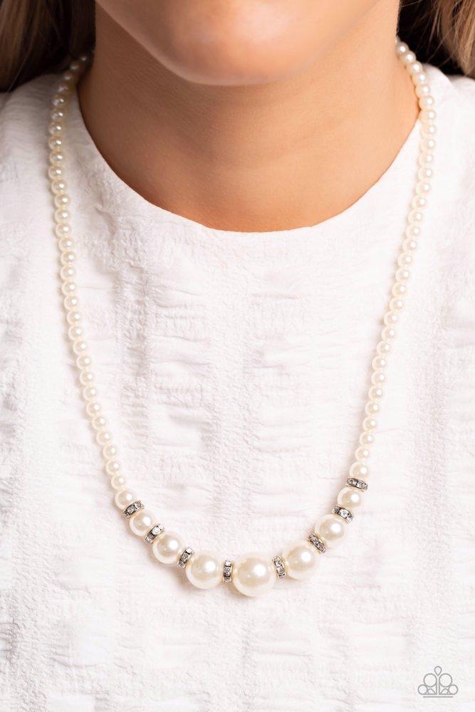 Soho Sweetheart White Pearl Necklace - Paparazzi Accessories- lightbox - CarasShop.com - Paparazzi Jewelry by Cara Jewels