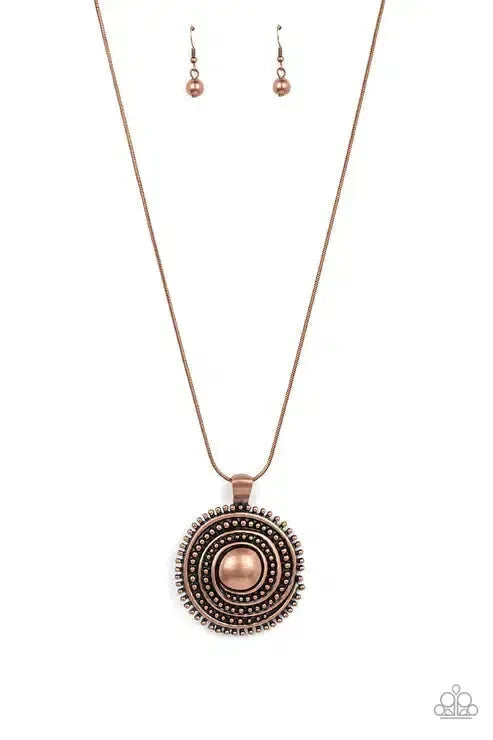 Solar Swirl Copper Necklace - Paparazzi Accessories- lightbox - CarasShop.com - Paparazzi Jewelry by Cara Jewels