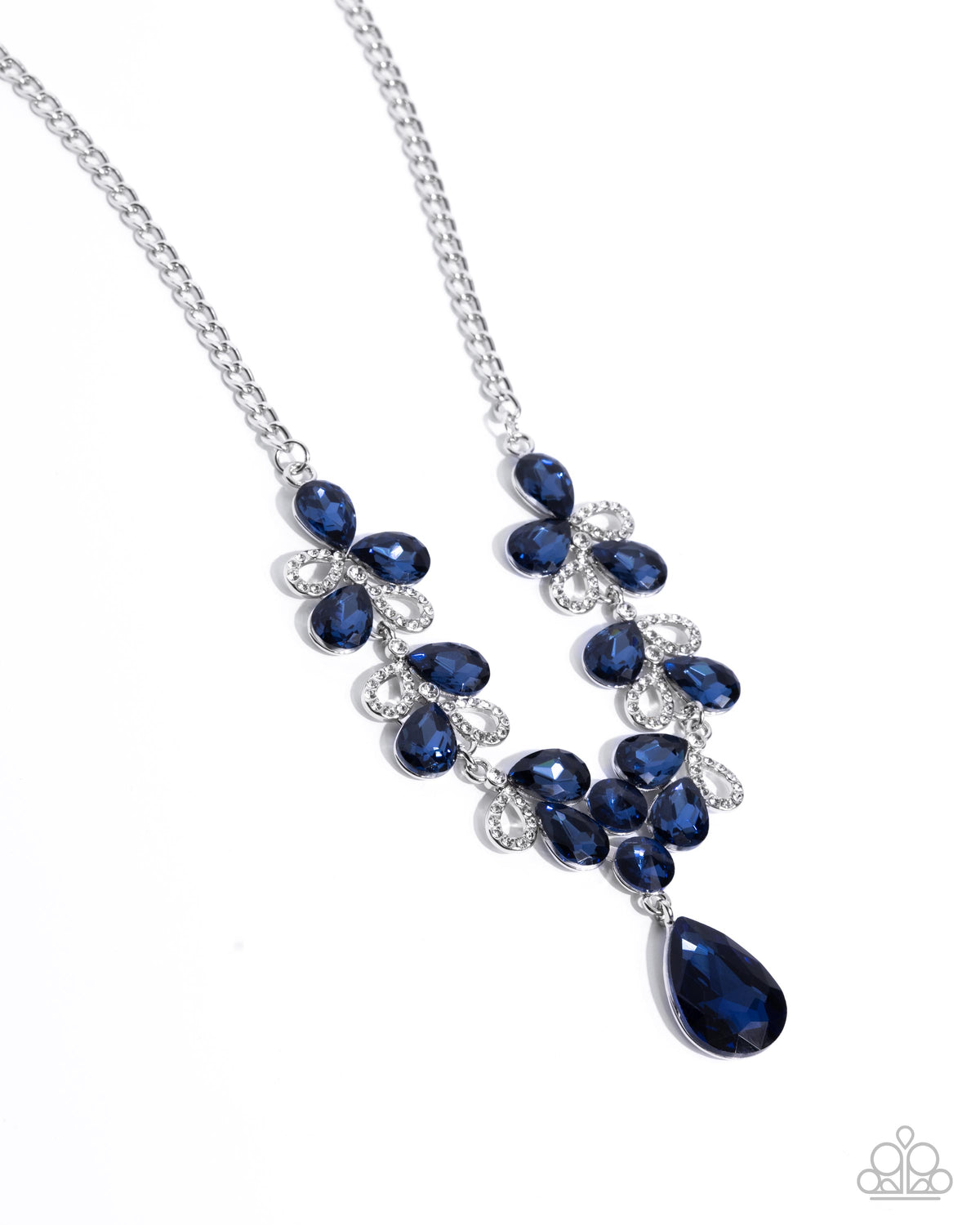 Solo Exhibition Blue Rhinestone Necklace - Paparazzi Accessories- lightbox - CarasShop.com - Paparazzi Jewelry by Cara Jewels