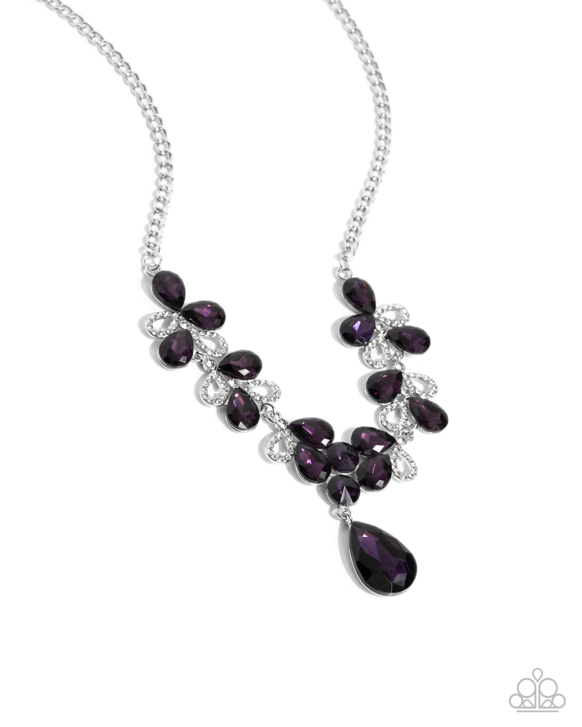 Solo Exhibition Purple & White Rhinestone Necklace - Paparazzi Accessories- lightbox - CarasShop.com - Paparazzi Jewelry by Cara Jewels