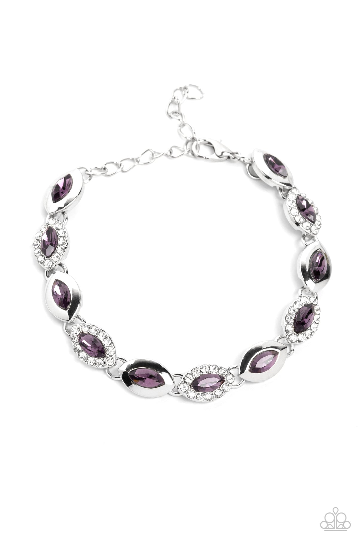 Some Serious Sparkle Purple Rhinestone Bracelet - Paparazzi Accessories- lightbox - CarasShop.com - Paparazzi Jewelry by Cara Jewels