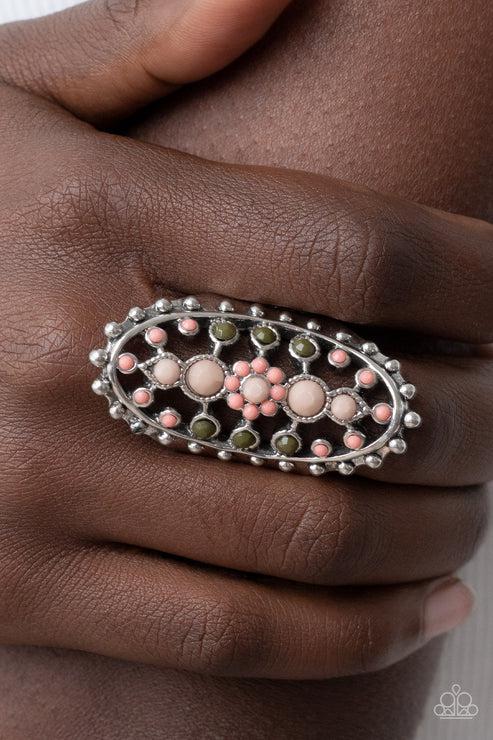 Sonoran Solstice Pink Ring - Paparazzi Accessories-on model - CarasShop.com - Paparazzi Jewelry by Cara Jewels