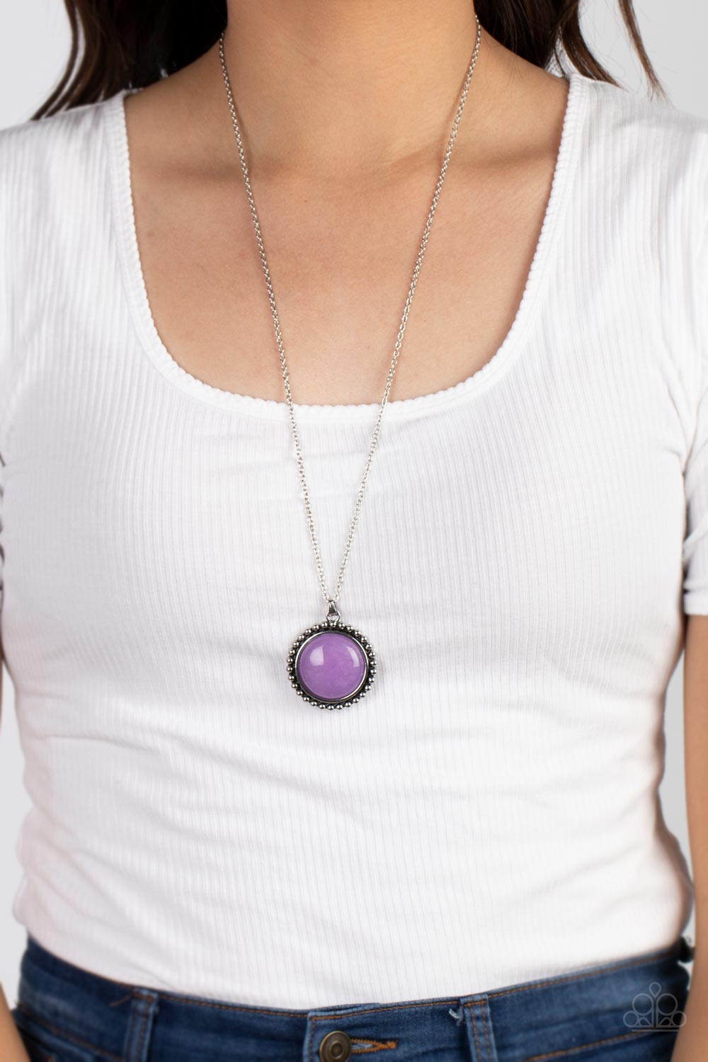 Sonoran Summer Purple Stone Necklace - Paparazzi Accessories- on model - CarasShop.com - Paparazzi Jewelry by Cara Jewels