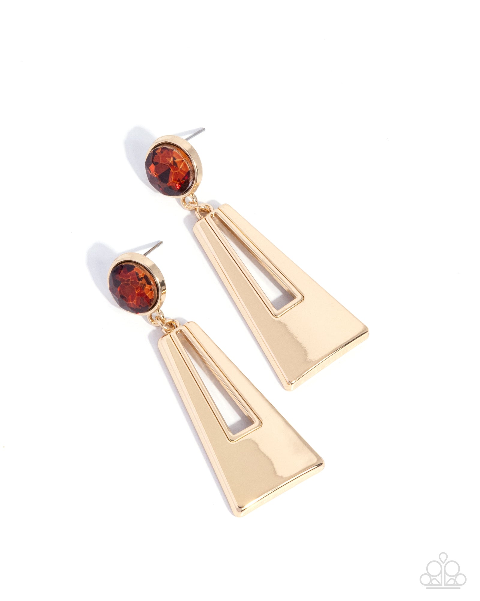 Sophisticated Sway Brown Gem & Gold Earrings - Paparazzi Accessories- lightbox - CarasShop.com - Paparazzi Jewelry by Cara Jewels